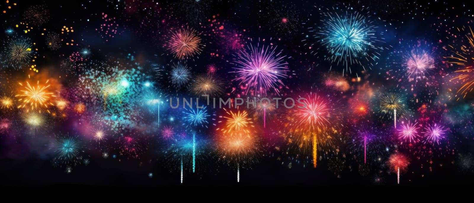 colorful fireworks are exploding over a black background.