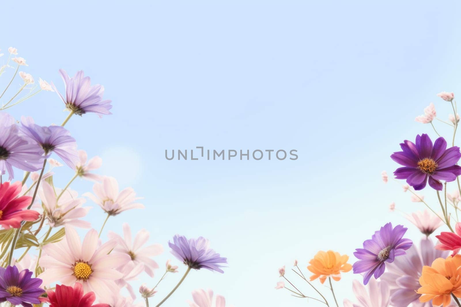 floral border with purple and pink flowers.