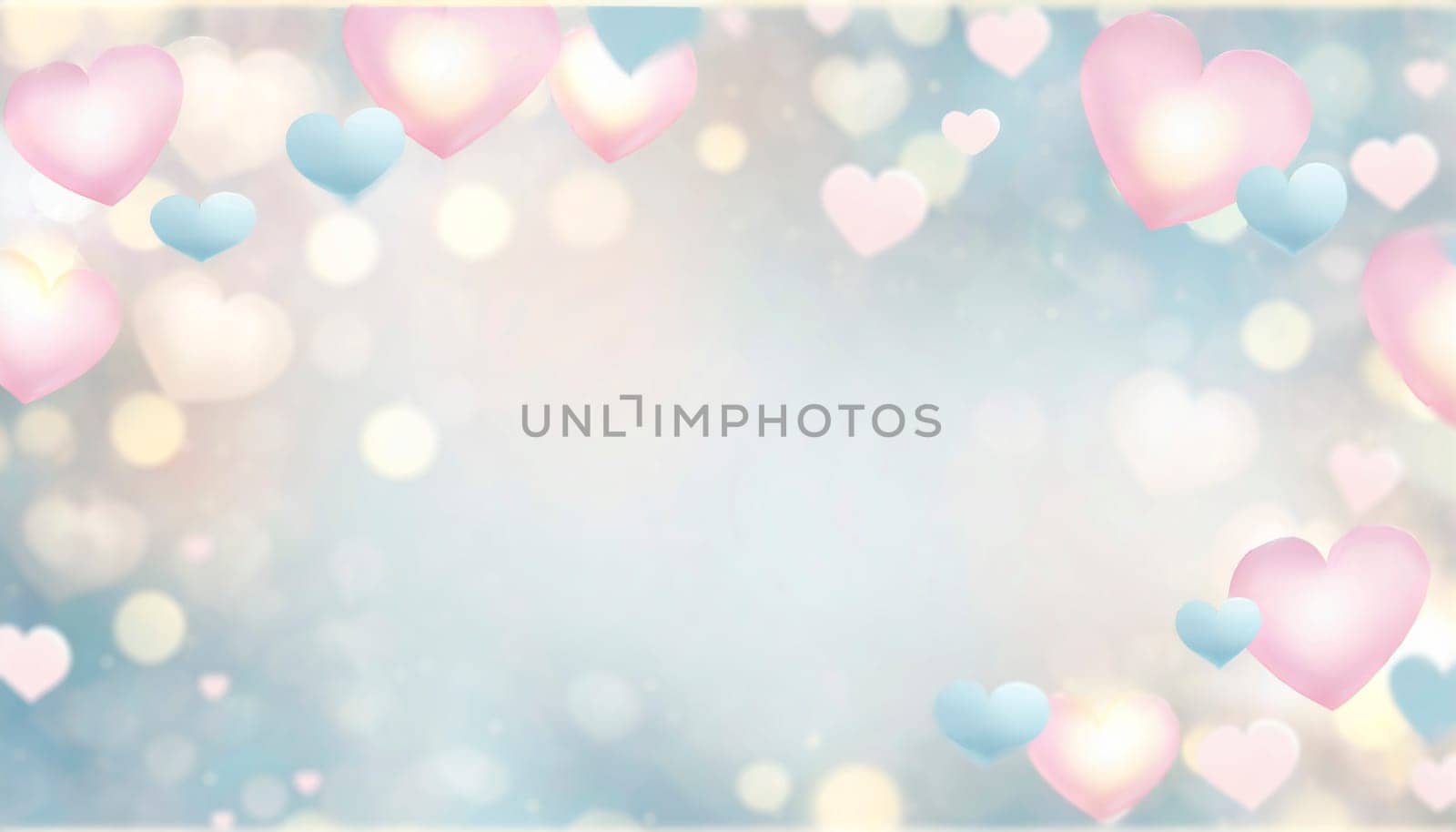 Valentine's day background with hearts and bokeh lights. AI generated