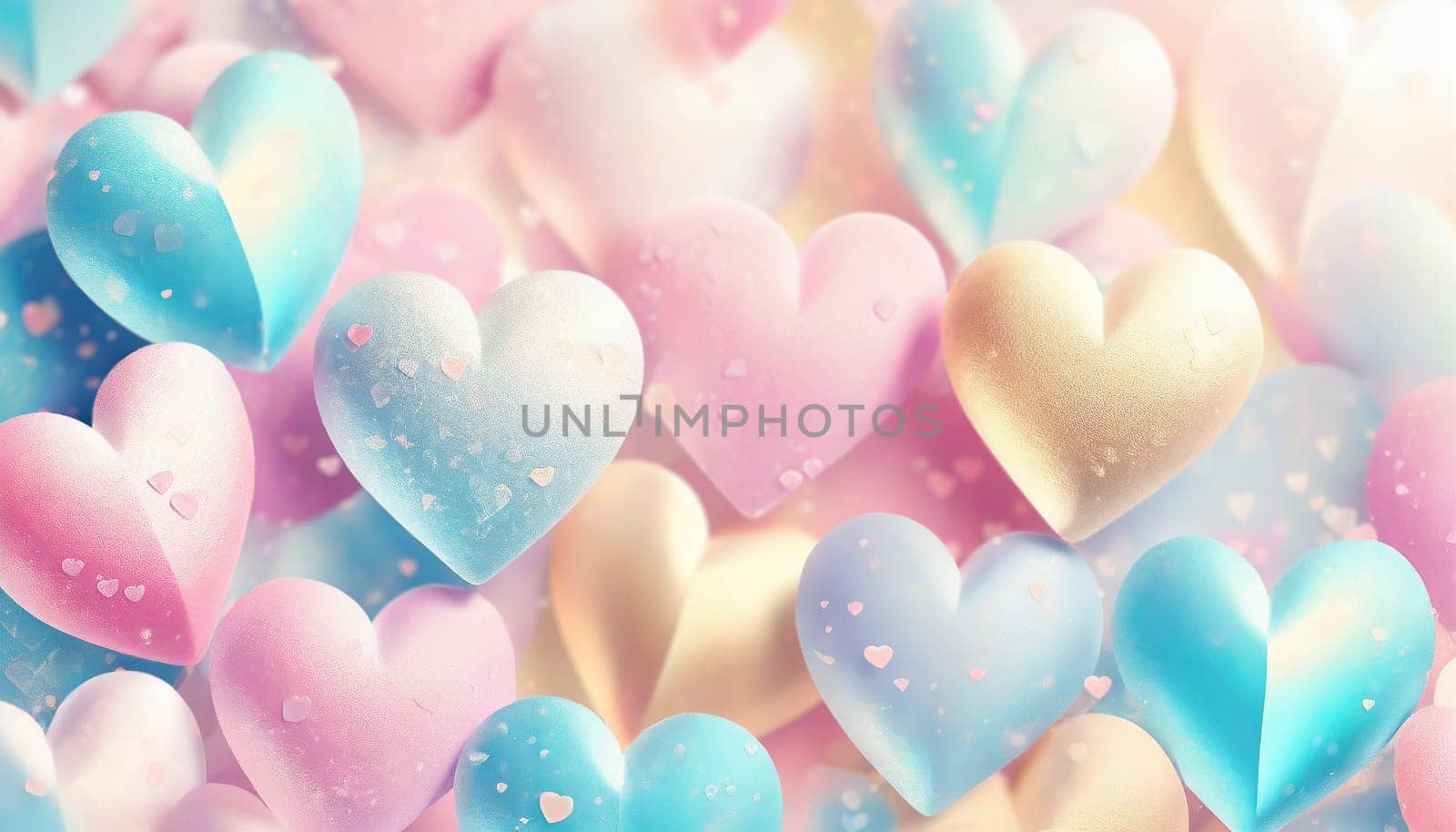 Valentine's day background with hearts and bokeh lights. AI generated