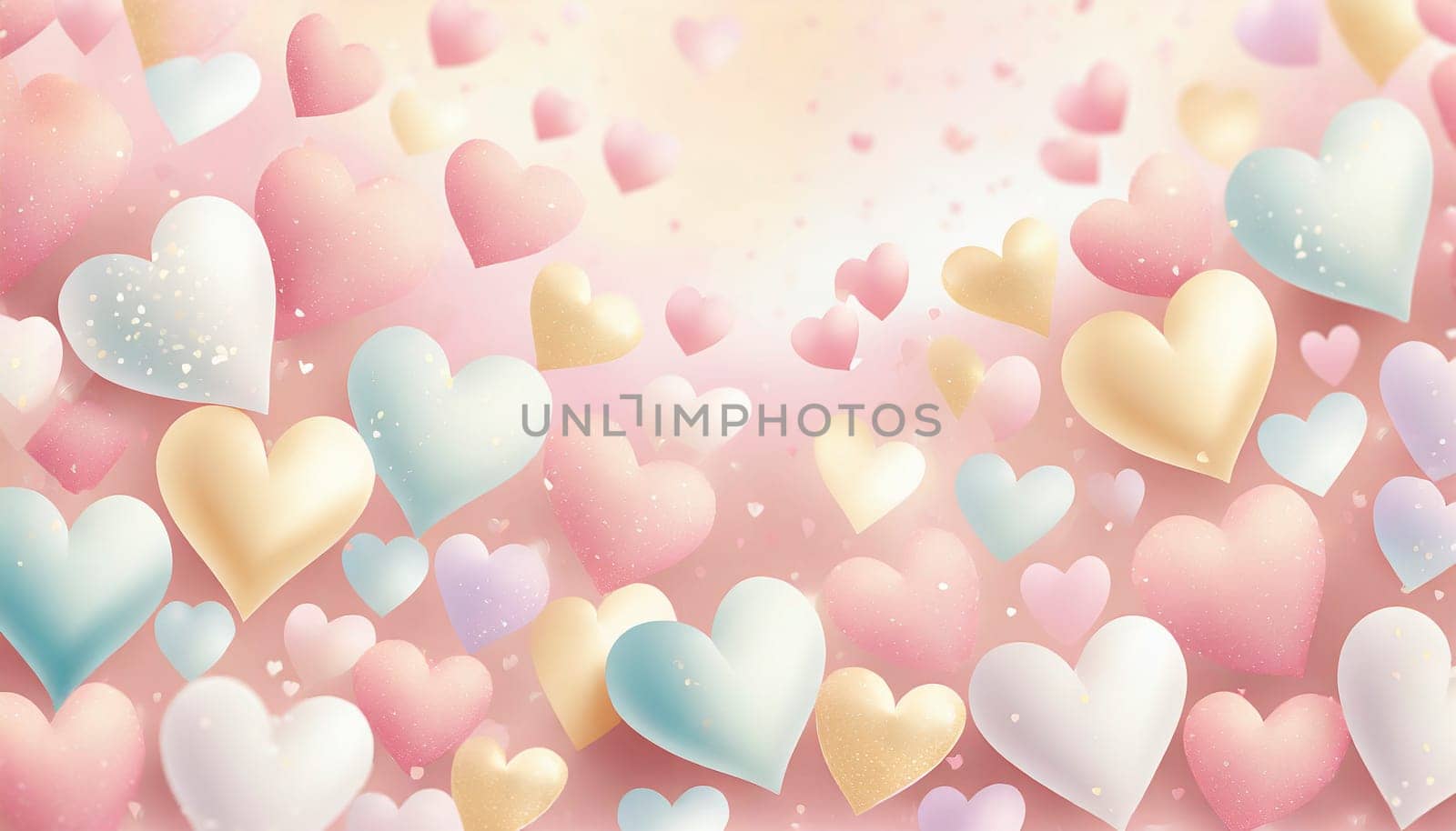 Valentine's day background with hearts and bokeh lights. AI generated