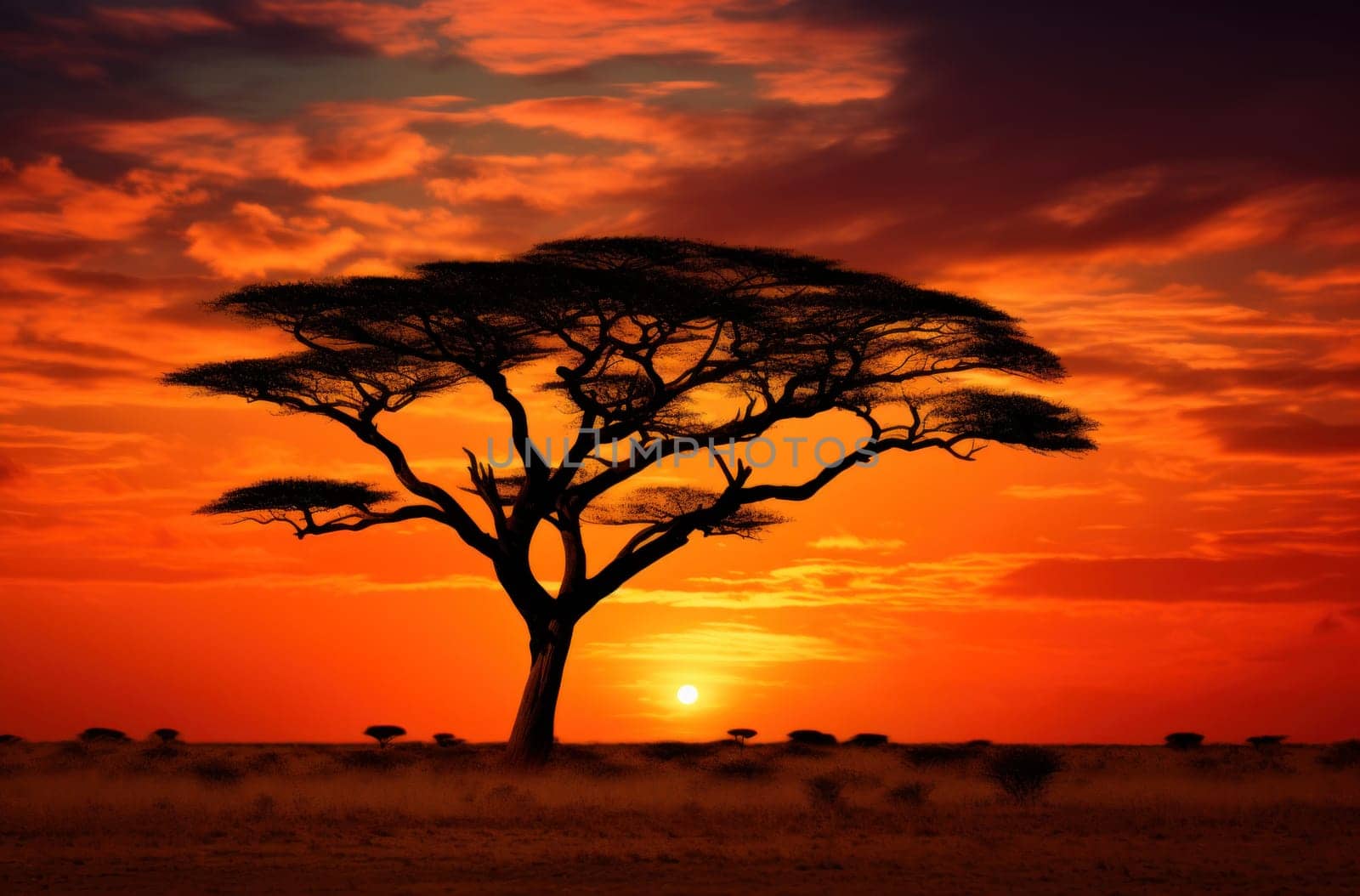 a silhouette acacia tree against the sky.