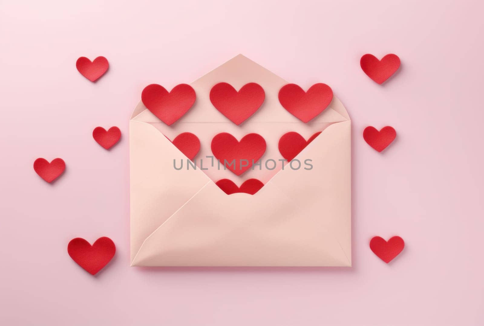 an envelope containing a letter and hearts heart.