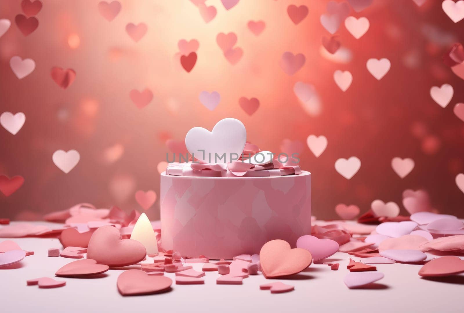valentines day on pink background with candy hearts.