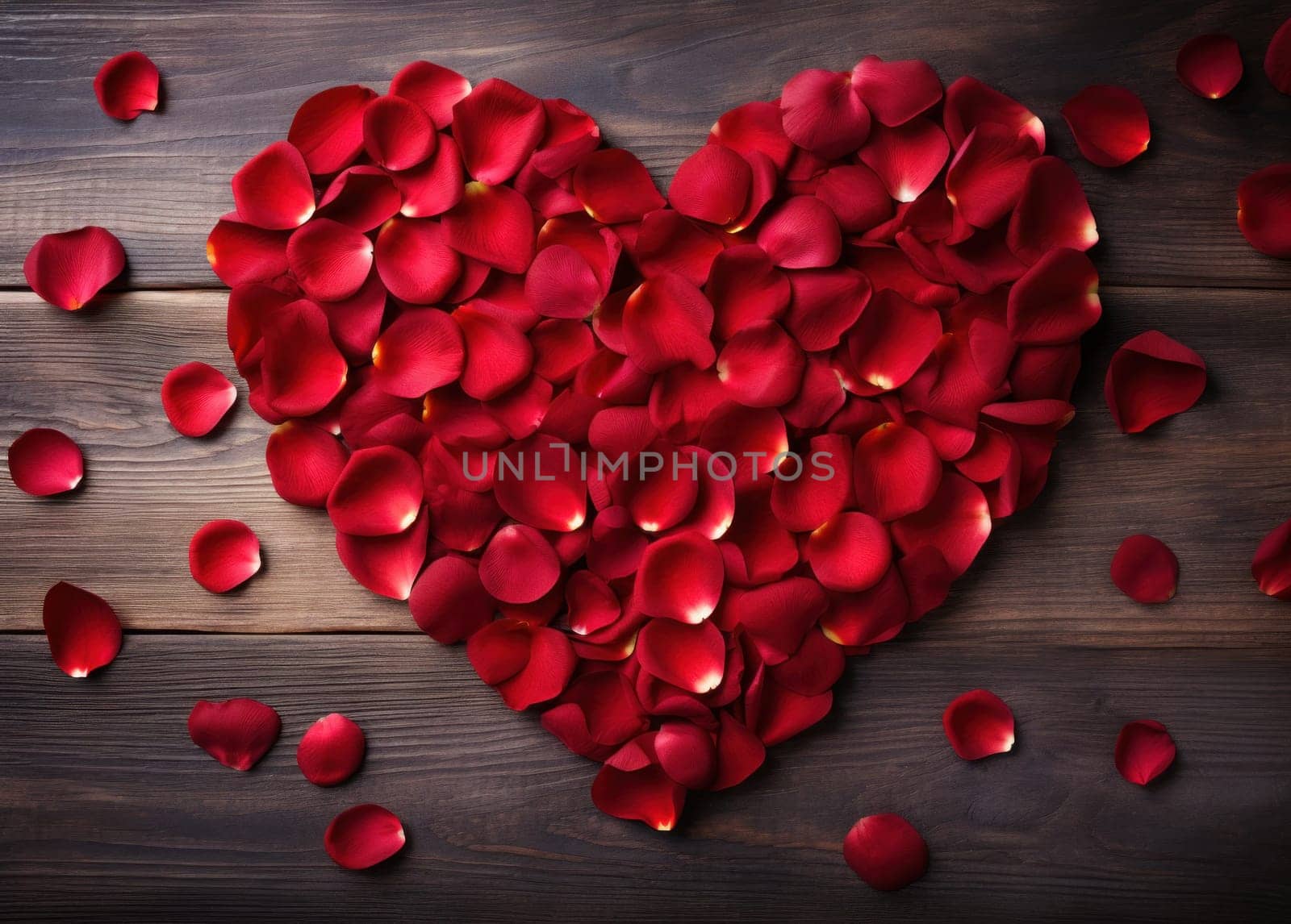 heart of rose petals.