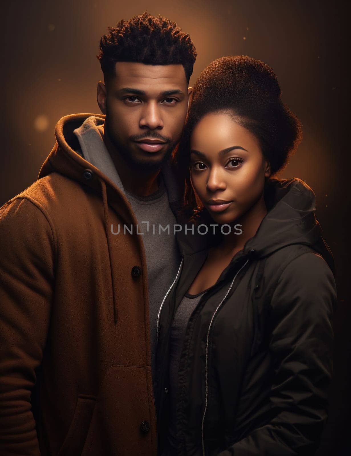 a young black couple posing for a picture.