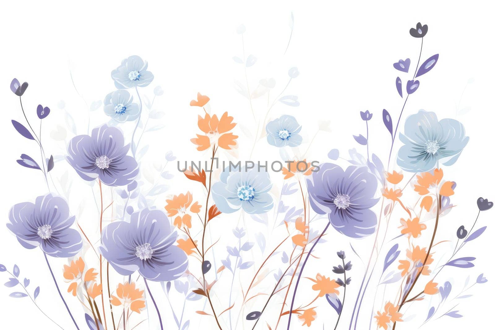 some lavender and white flowers on a white background.