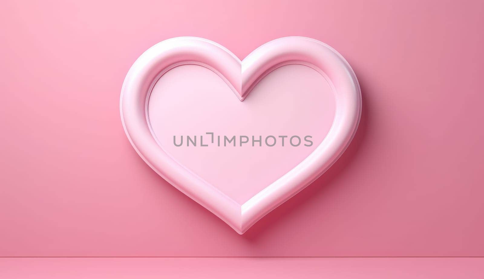 pink heart frame on pink background.