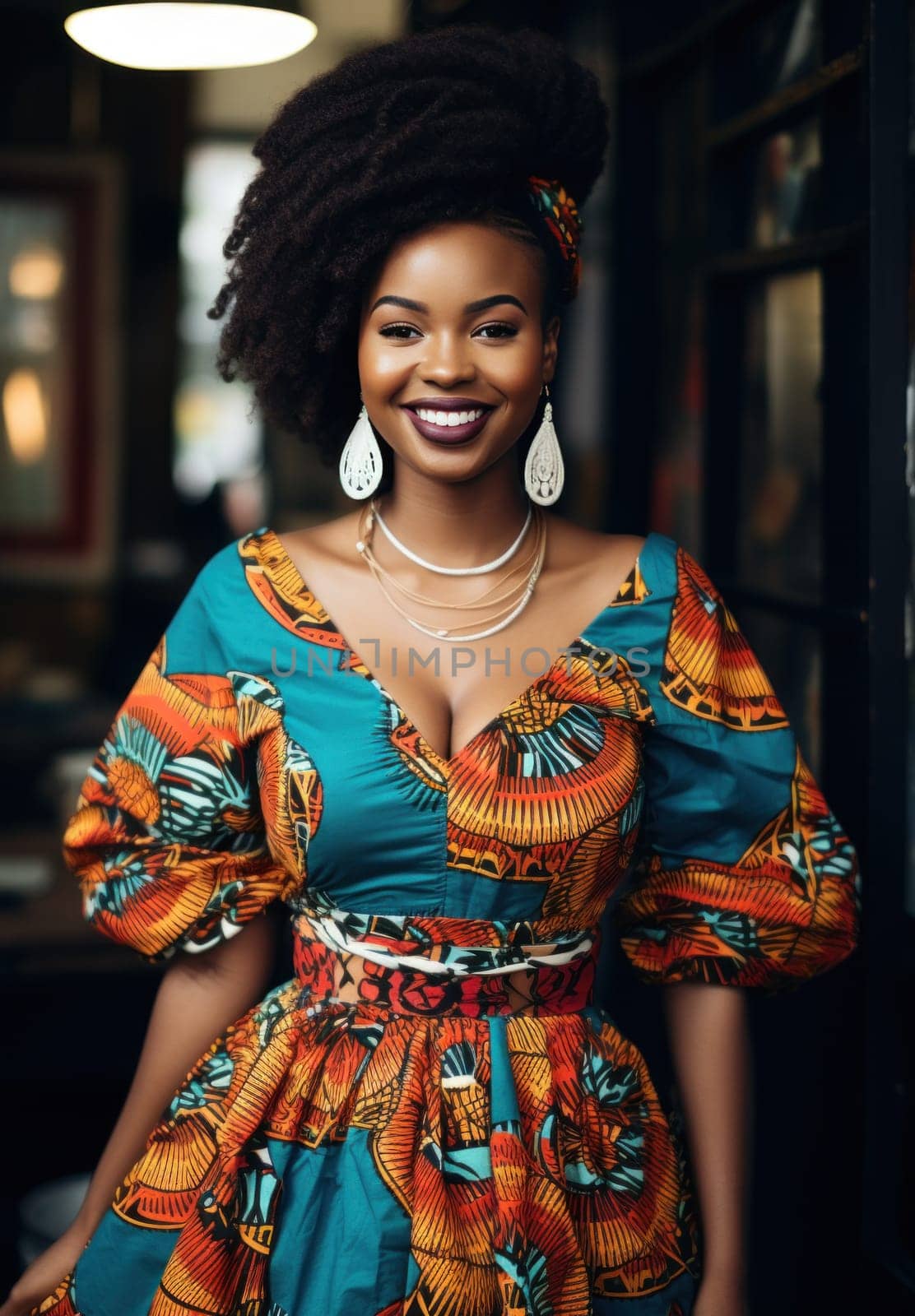 a african woman wearing african print clothing.
