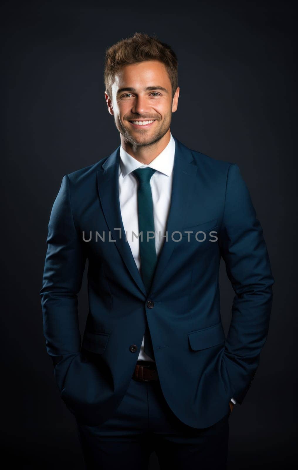 a smiling business executive in a suit.