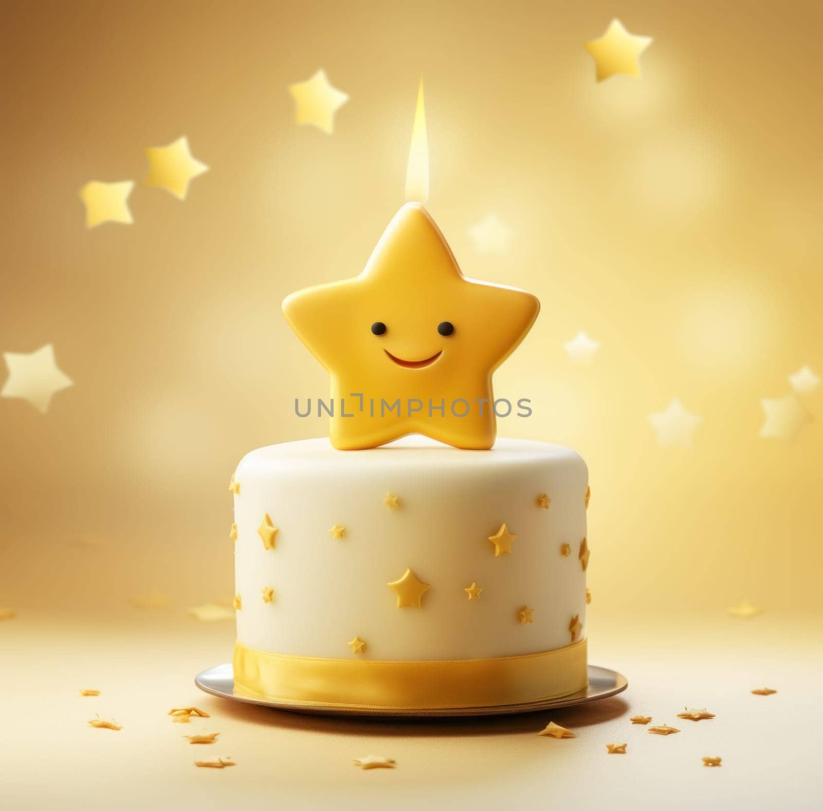 one of the stars on the birthday cake.