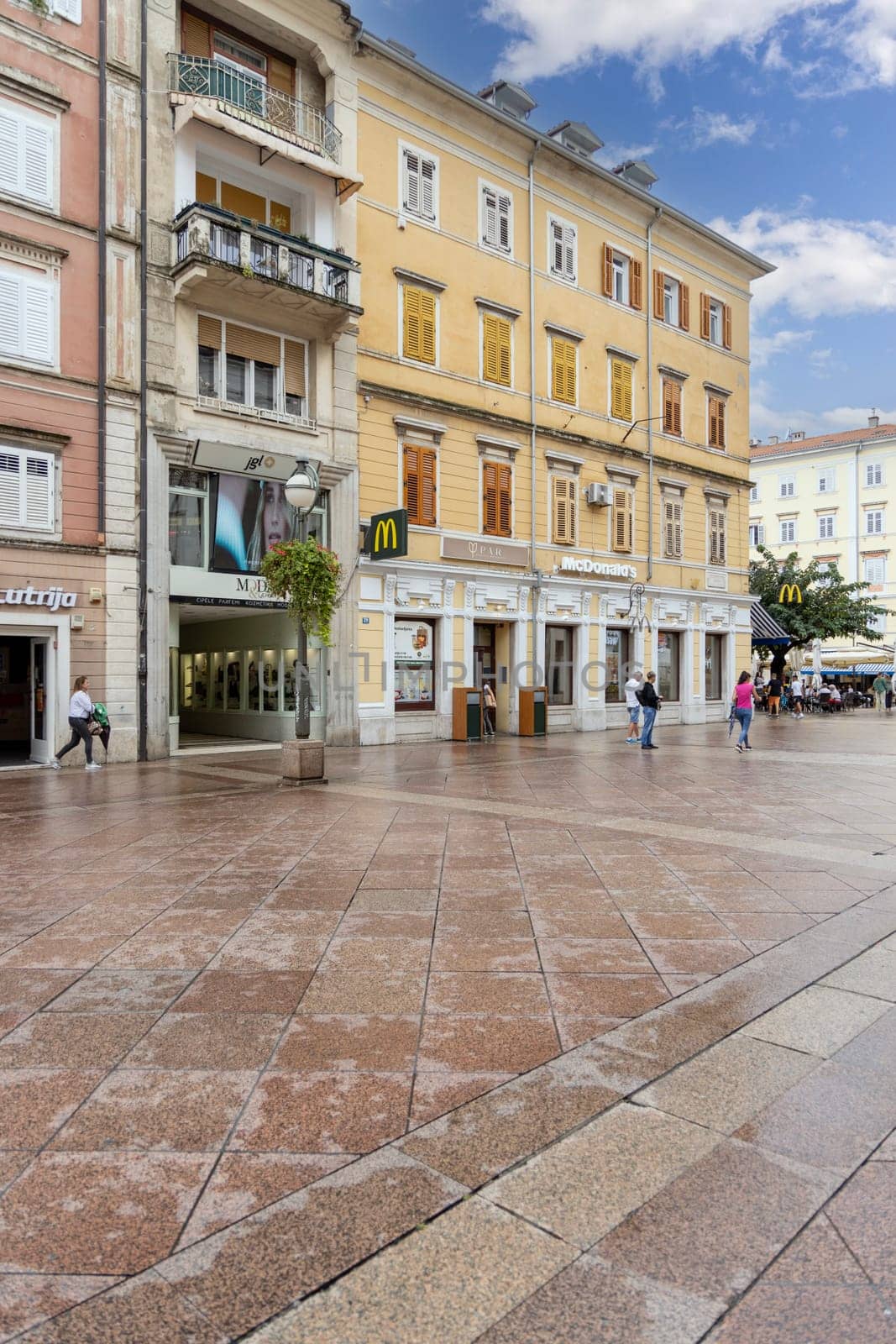 Rijeka, Croatia - September 23, 2023: View of Korzo promenade, main street in the city