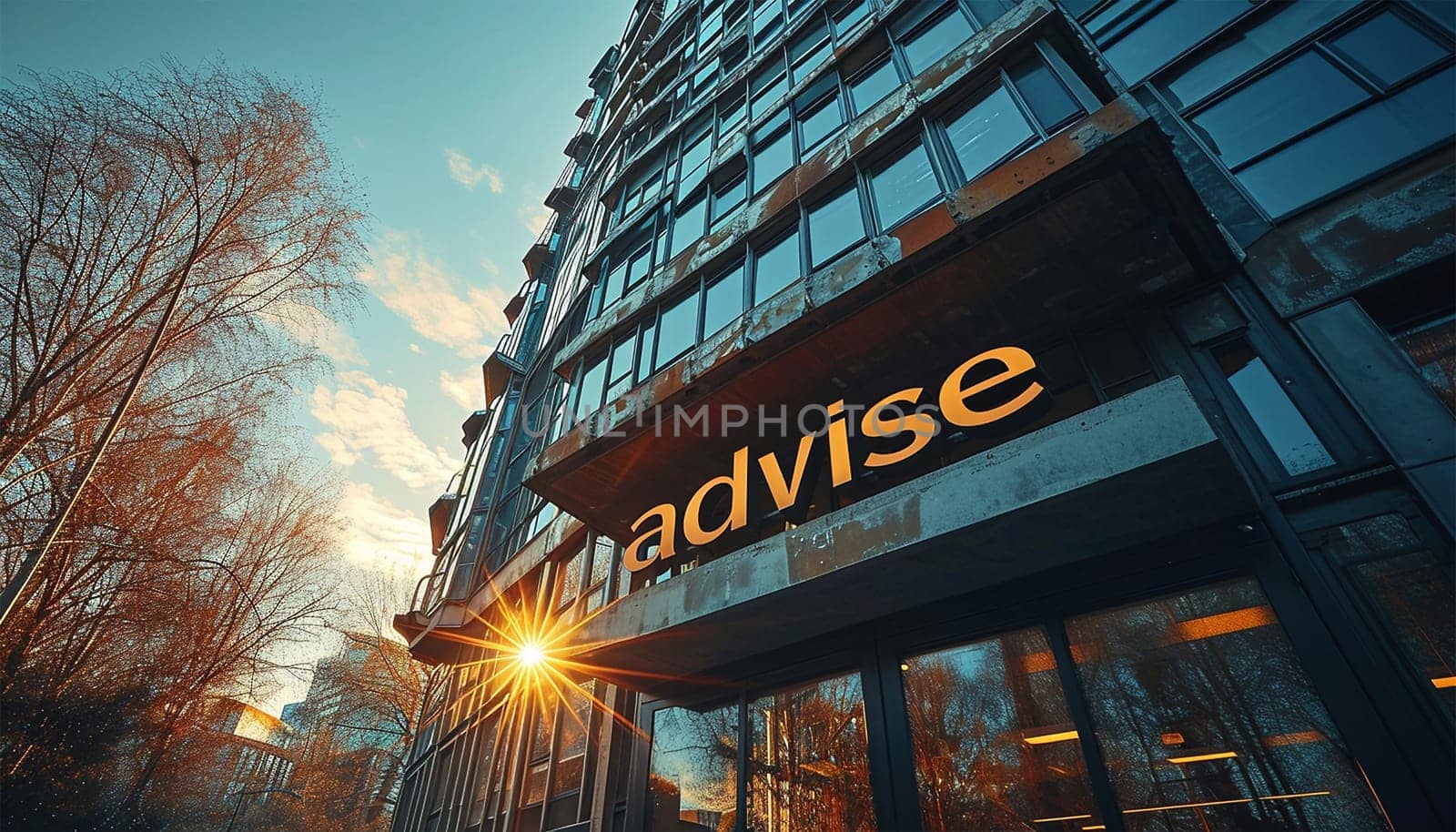 A Sign in the city with the word advise. Brainstorming and thinking. The lawyer office is open to provide advice on legal issues, receive accurate advice and advice. legal adviser concept. business office