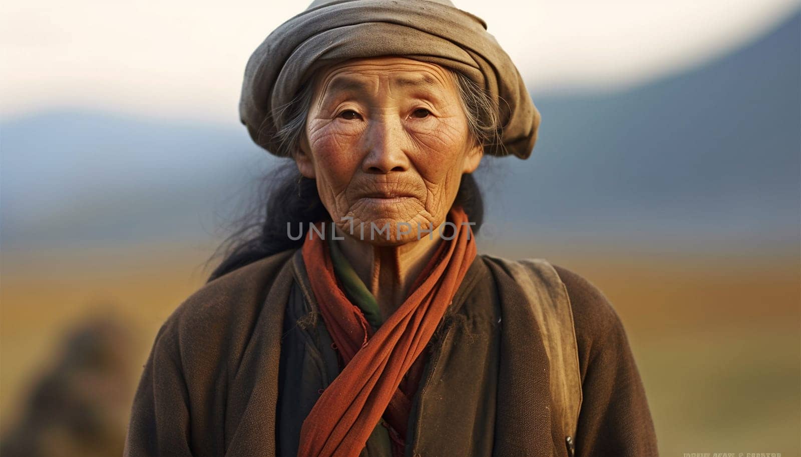 Natural Asian woman in Chinese landscape. Happy Asian woman farmer is at paddy field, feels confident. Concept Agriculture occupation. Organic farming. Thai farmer. Beauty Asia copy space