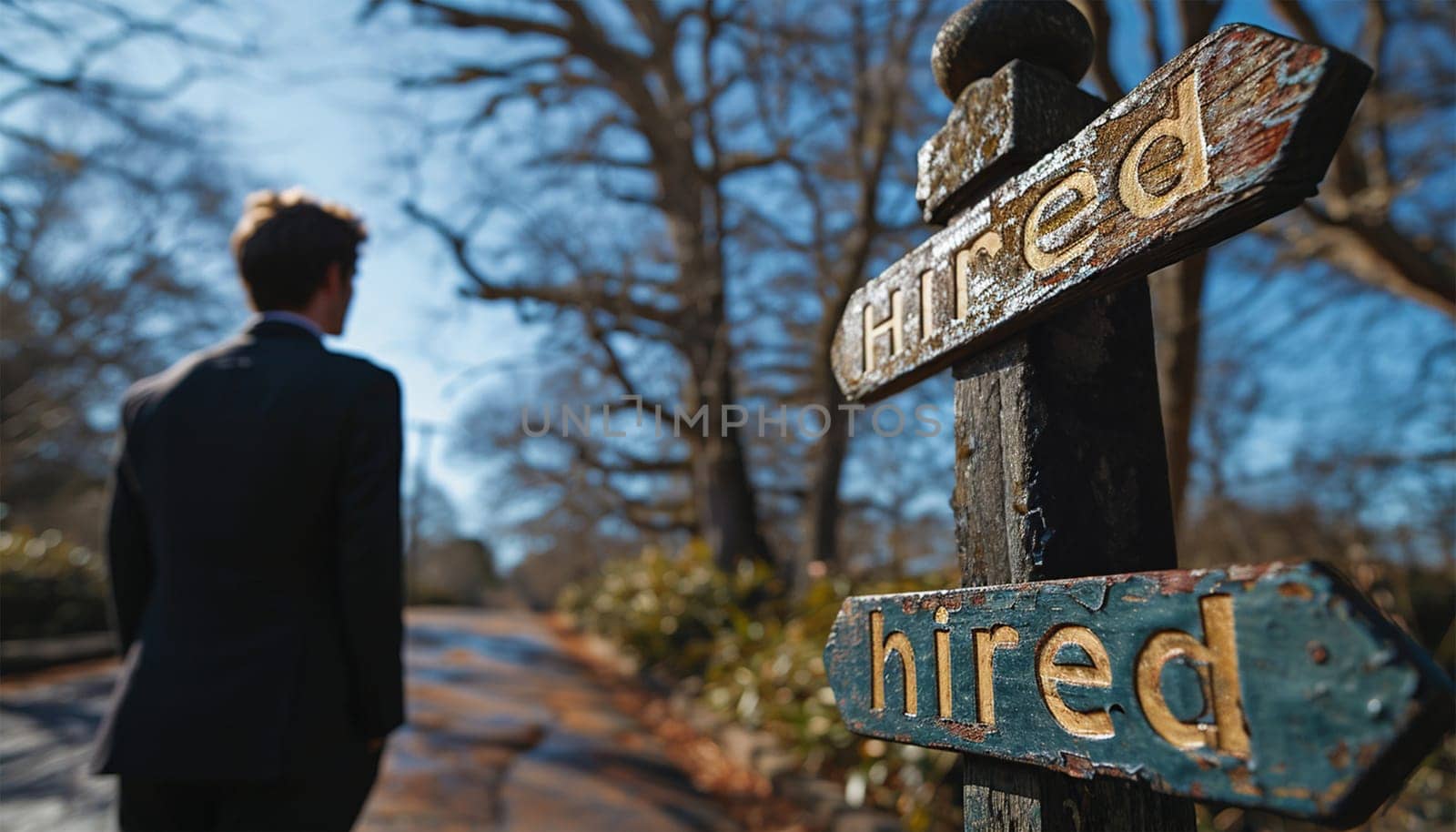 successful businessman has been hired for new job. Sign with hired. Smiling confident businessman successful in the city. business partners making successful investment deal, agreement, salesman work