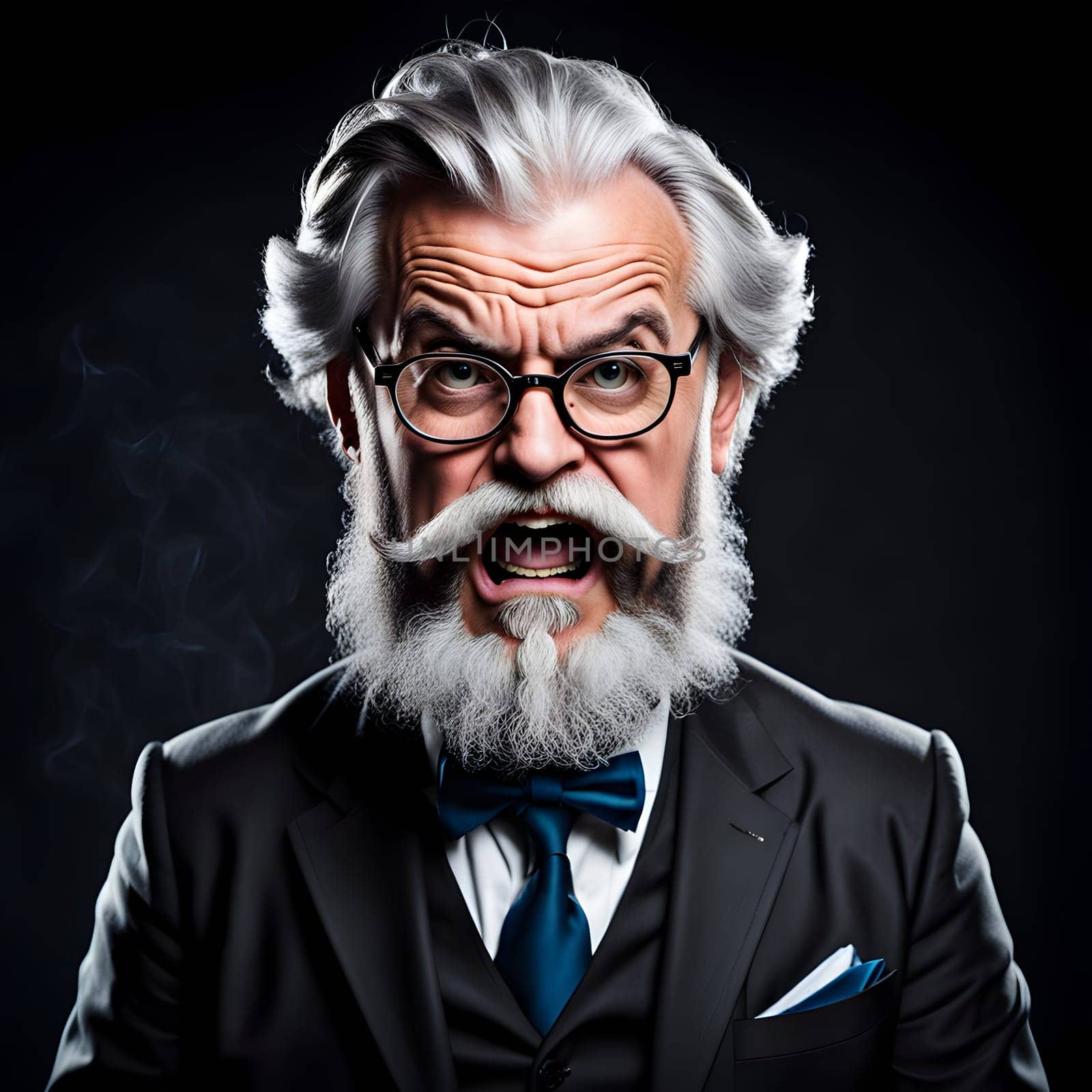 Crazy old bearded professor portrait
