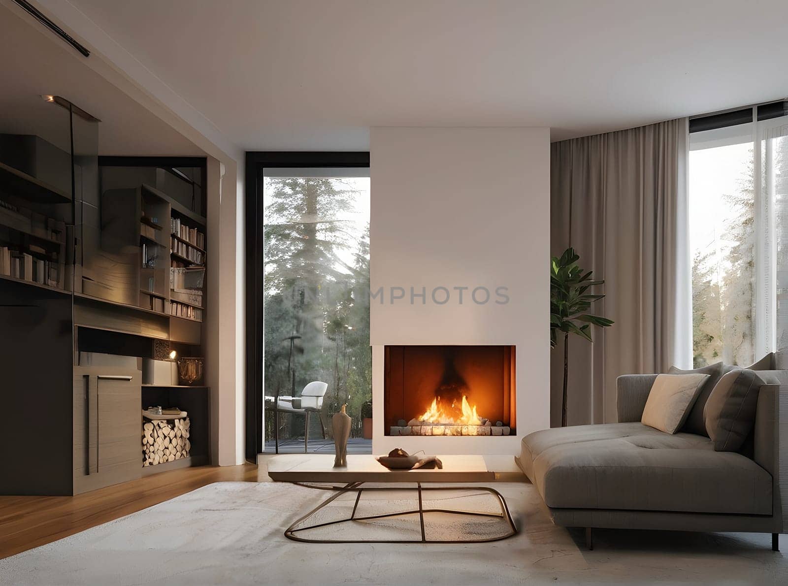 View of the fireplace at home