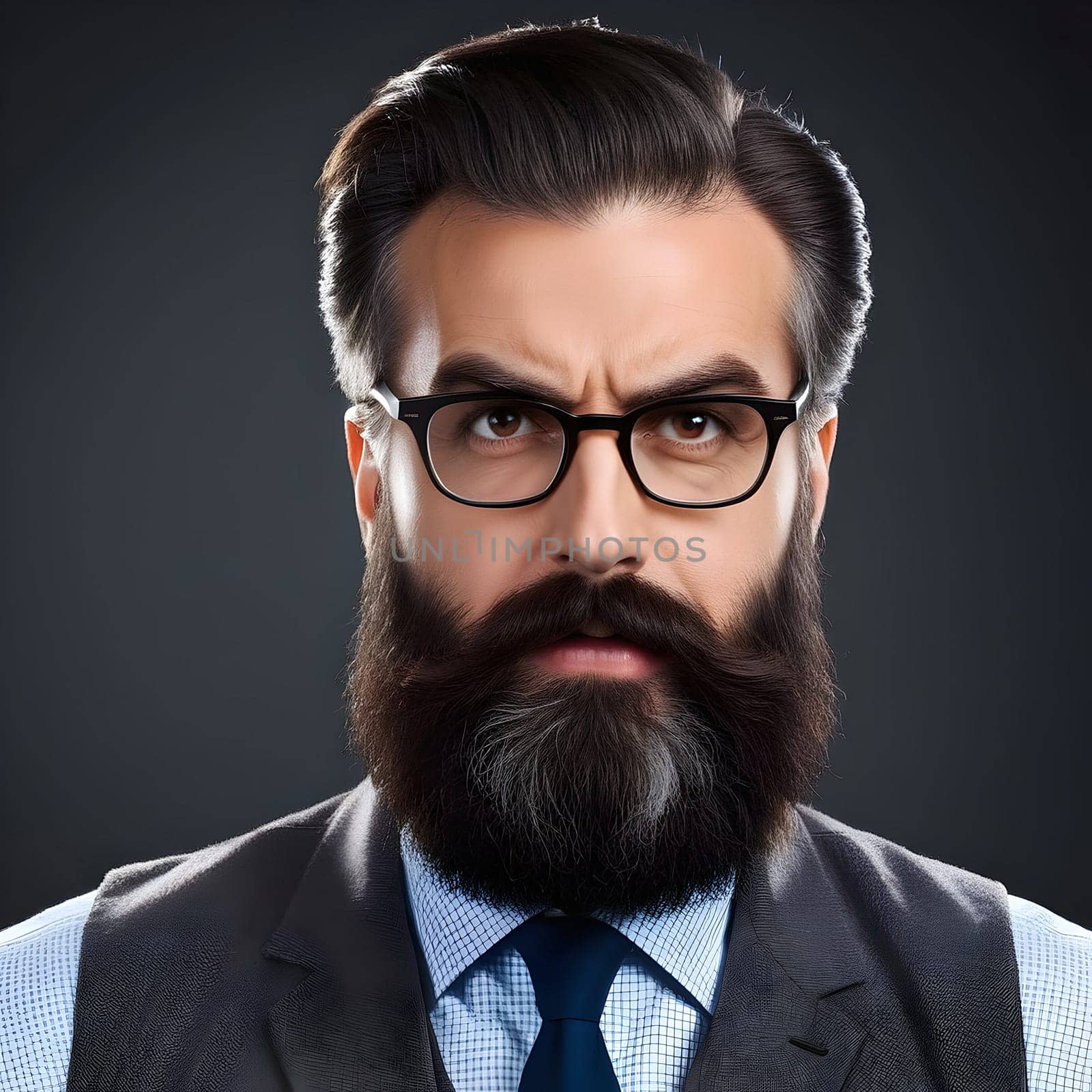 handsome bearded man portrait  closeup