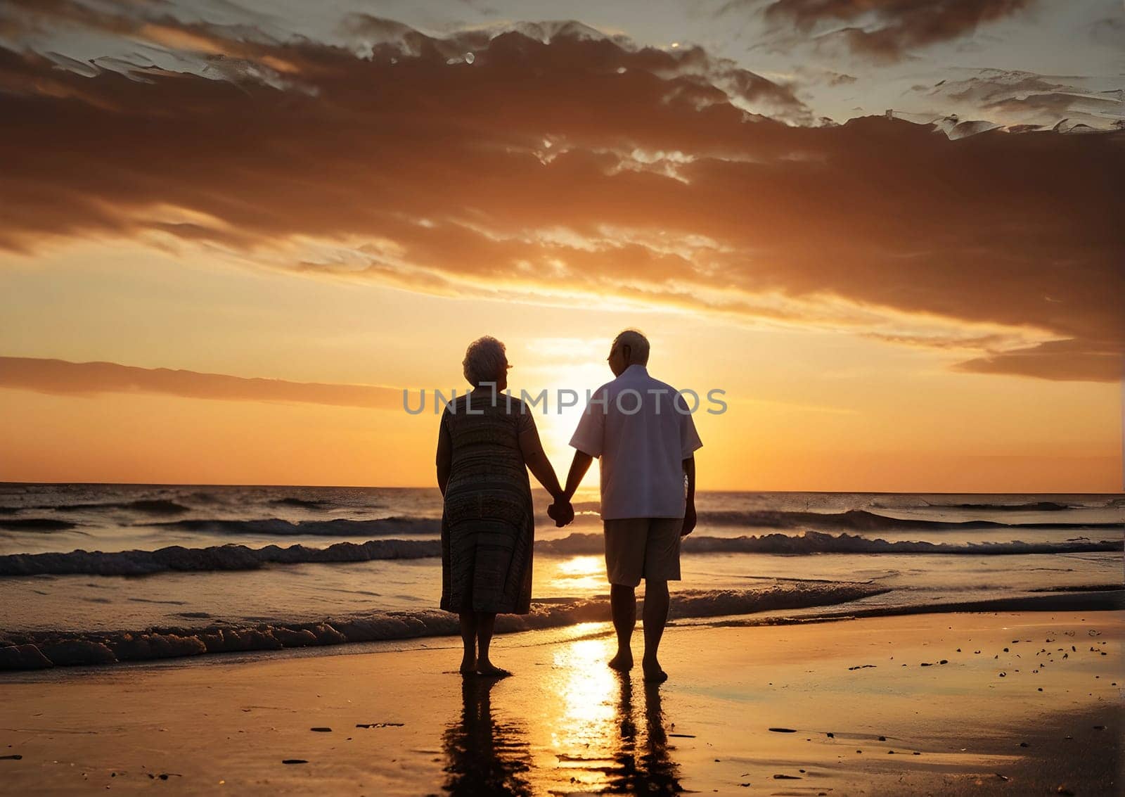 Elderly couple at the beach