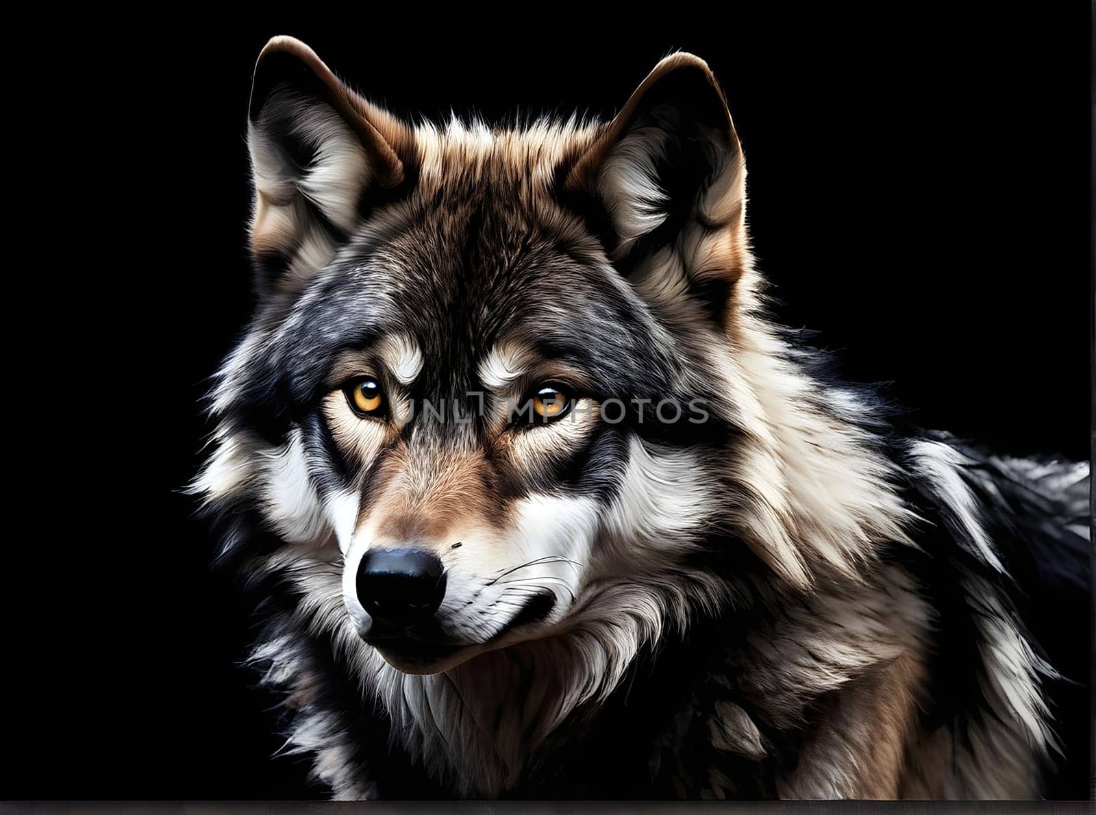 Portrait of the wolf on dark