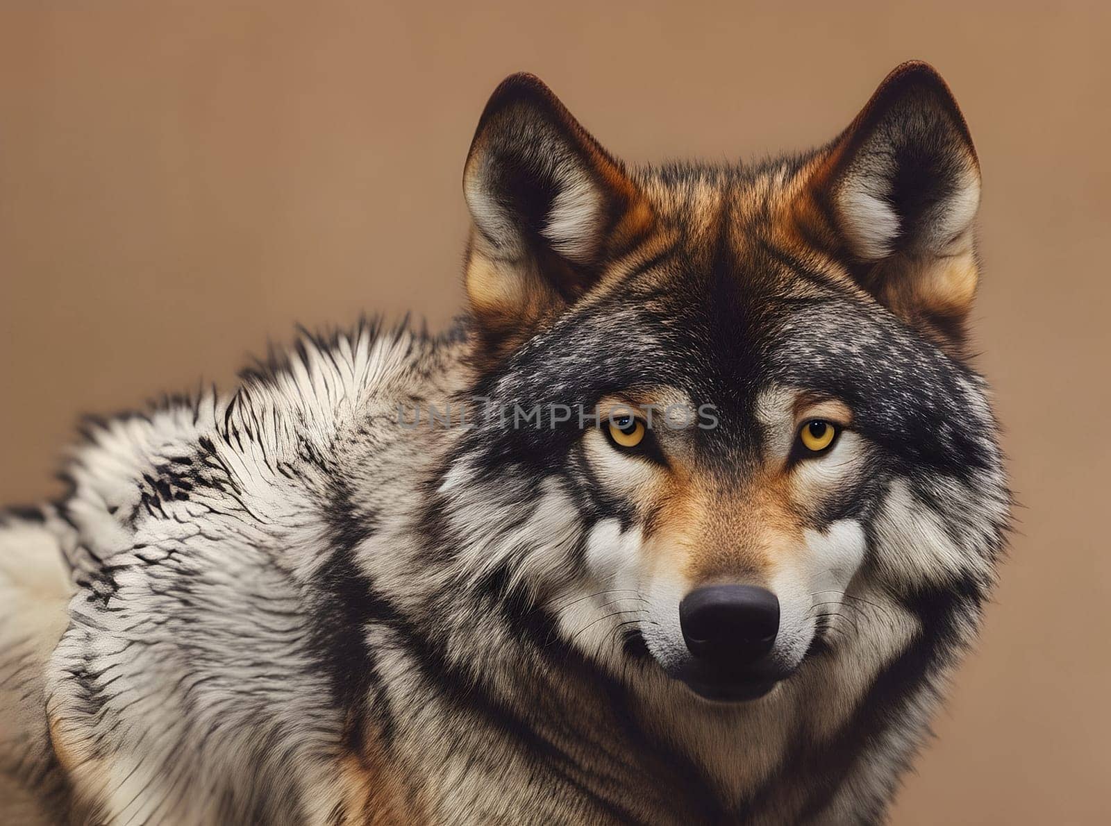 Portrait of the wolf on dark