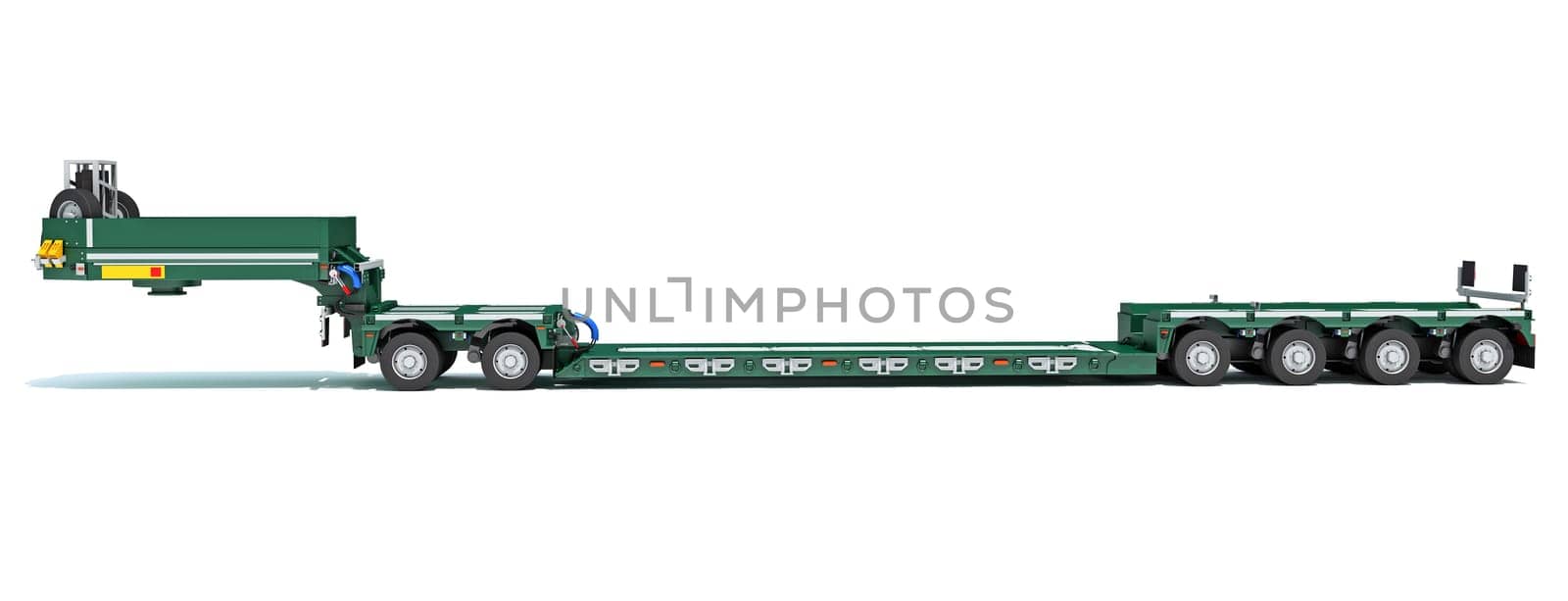Low Loader Trailer 3D rendering model on white background