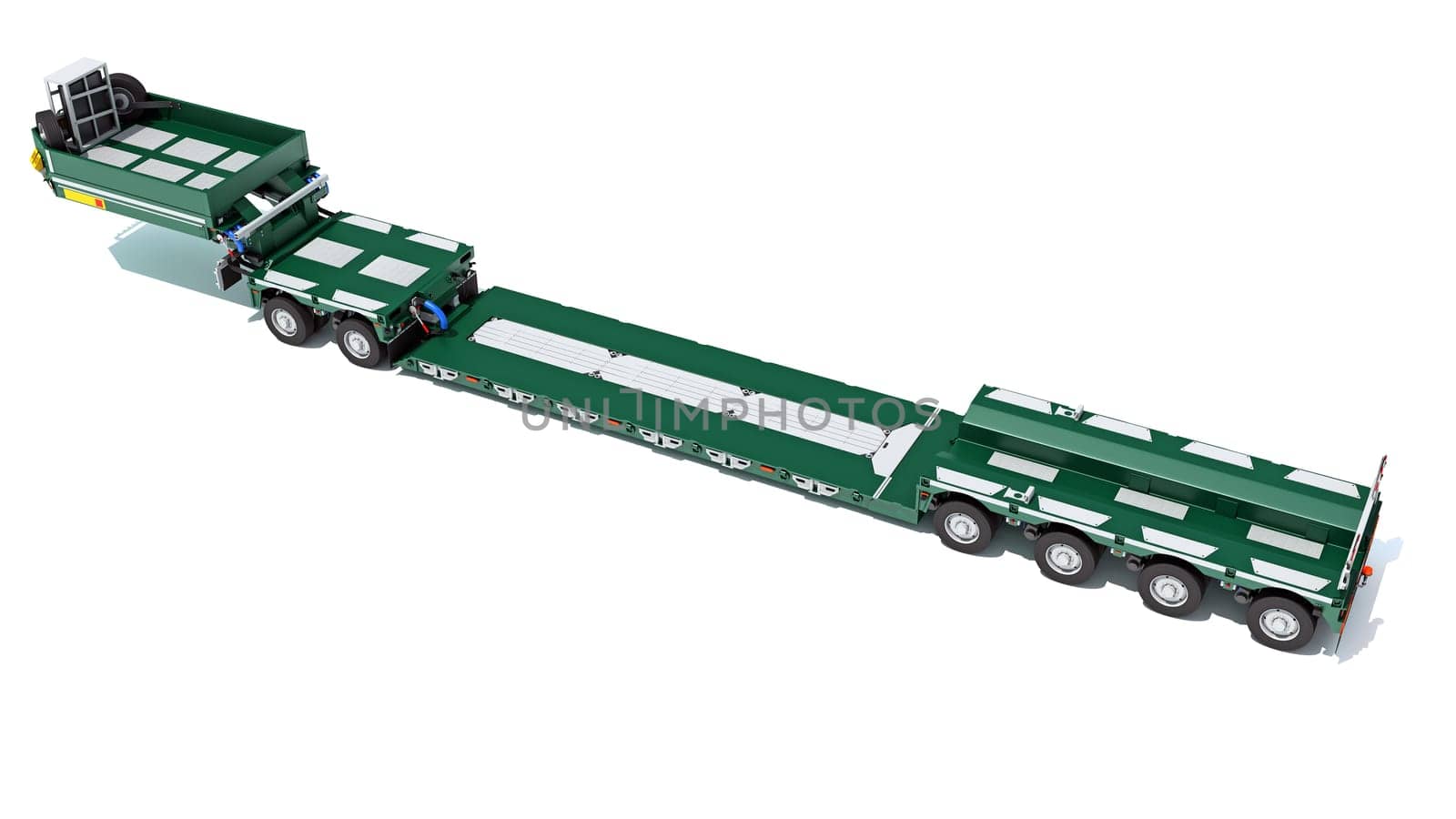 Low Loader Trailer 3D rendering model on white background