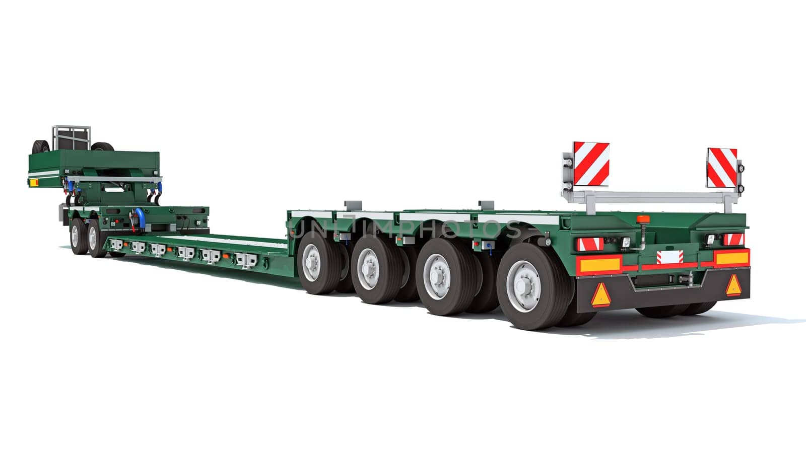 Low Loader Trailer 3D rendering model on white background