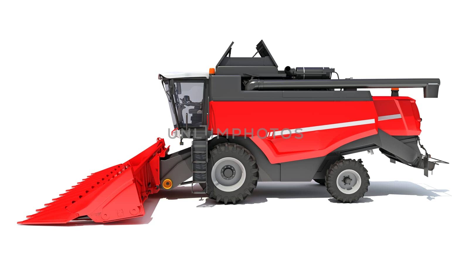 Combine Harvester 3D rendering model on white background