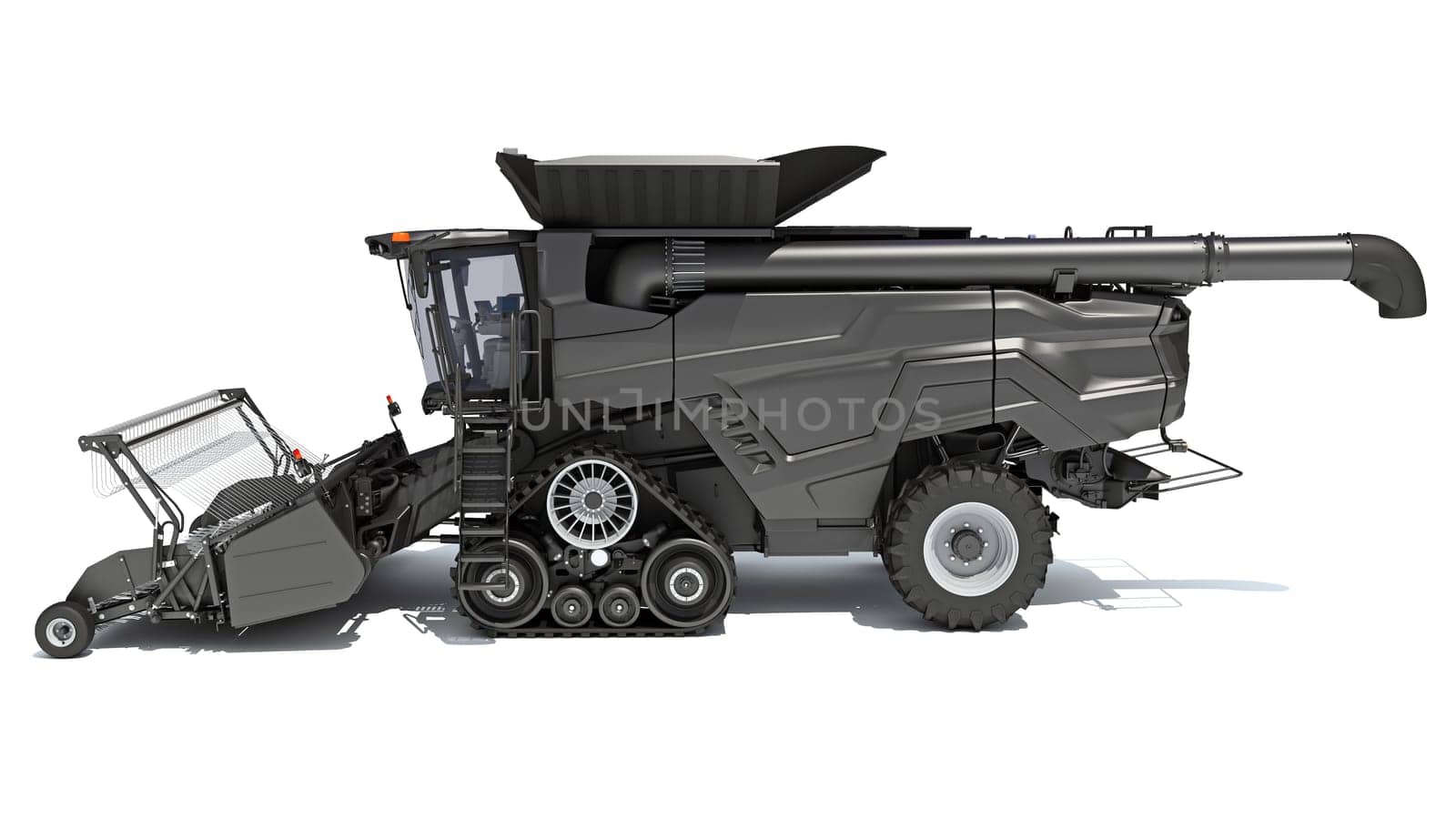 Combine Harvester farm equipment 3D rendering model on white background