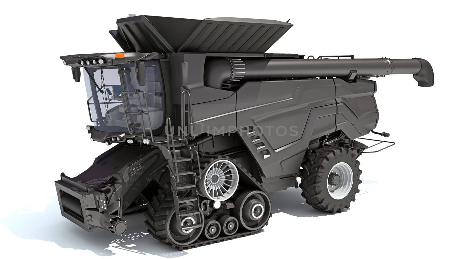 Combine Harvester farm equipment 3D rendering model on white background