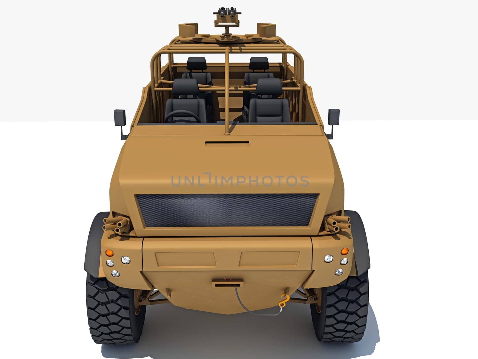 Military Vehicle 3D rendering model on white background