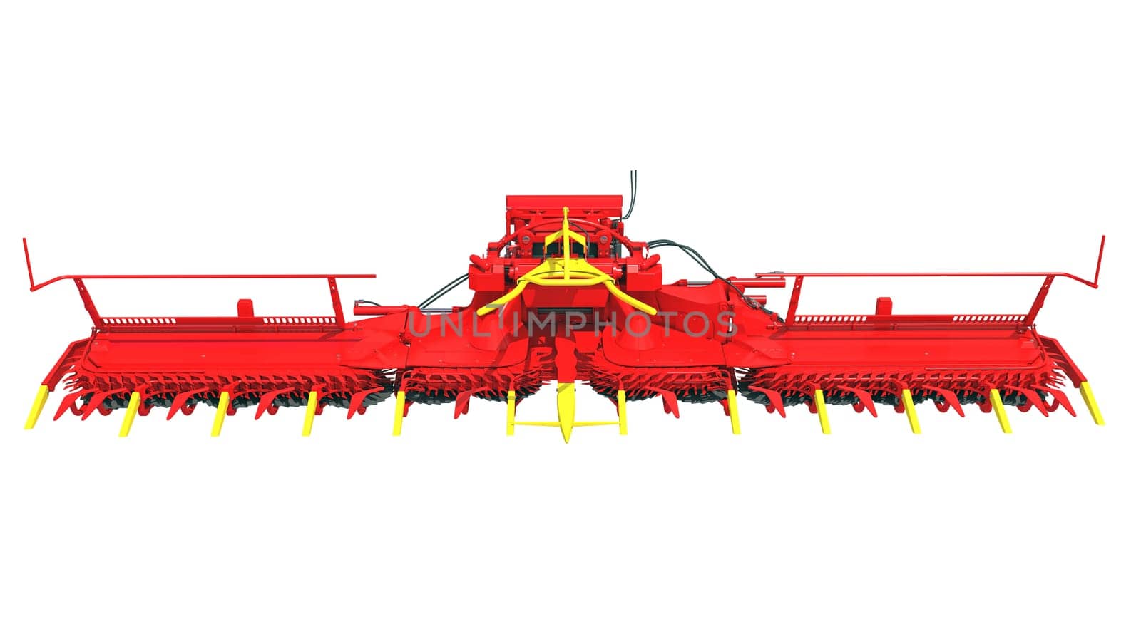 Combine Harvester Threshing Header 3D rendering model on white background