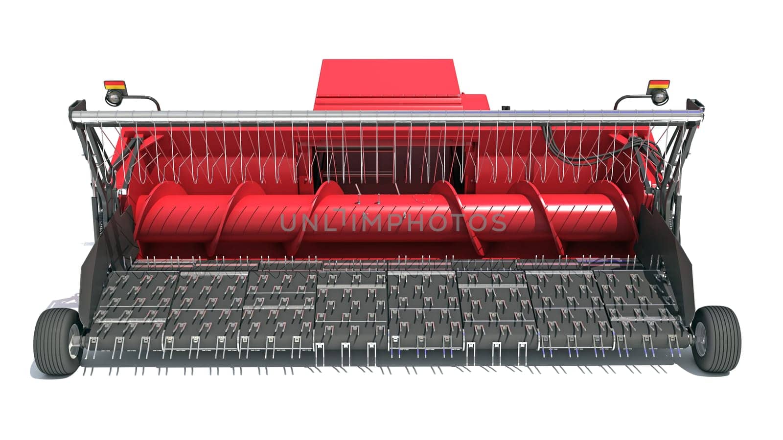 Combine Harvester Threshing Header 3D rendering model on white background