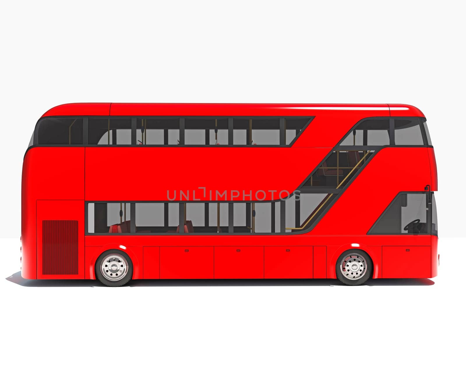 Double Decker City Bus 3D rendering model on white background