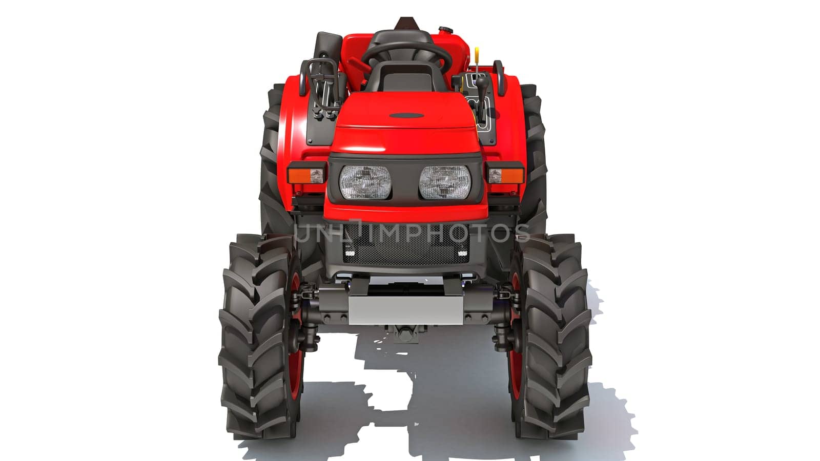 Farm Tractor 3D rendering model on white background