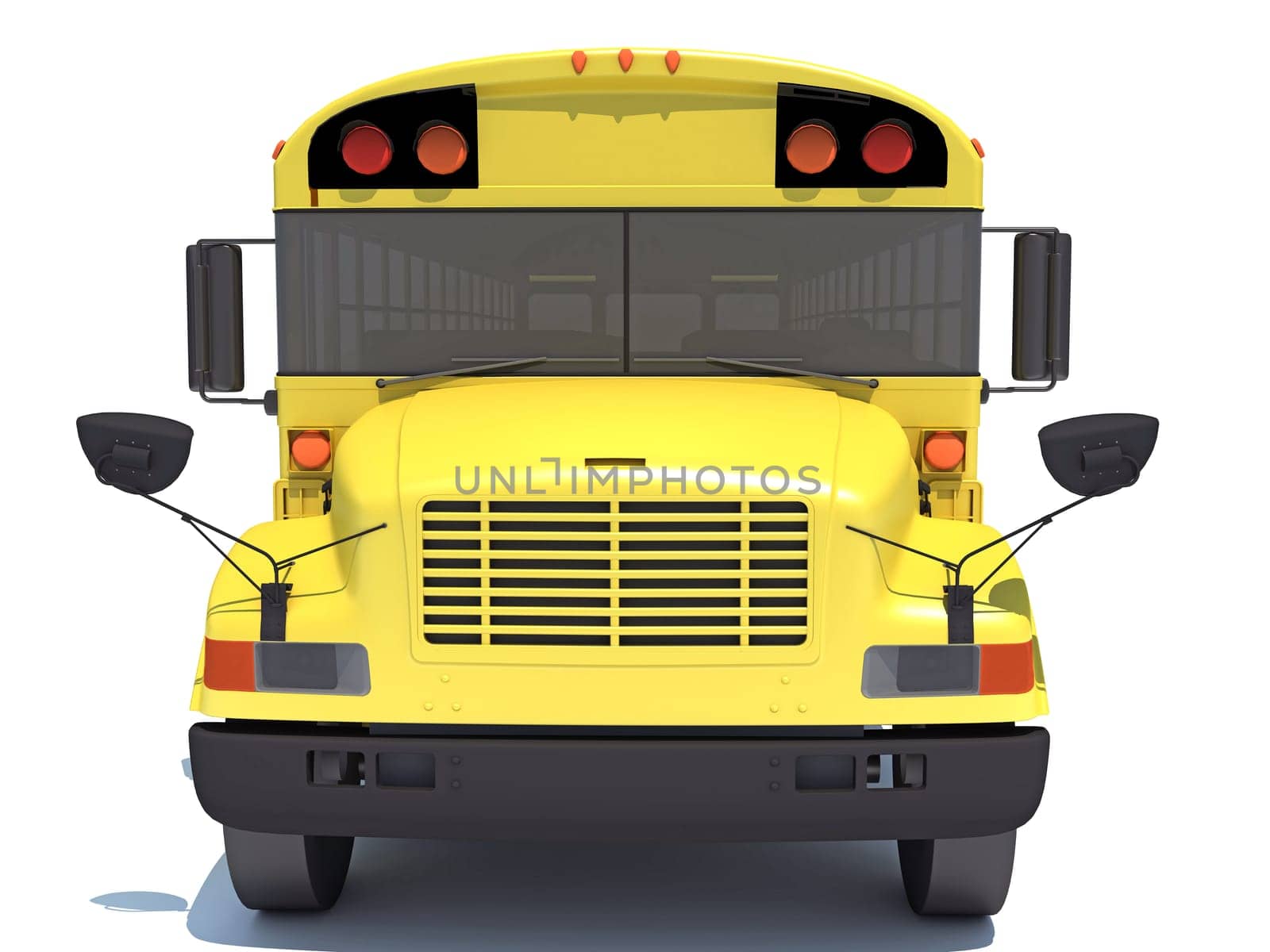 School Bus 3D rendering model on white background