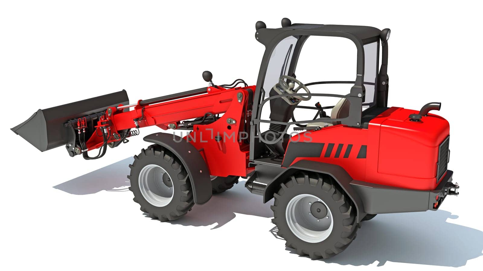Telescopic Wheel Loader 3D rendering model on white background