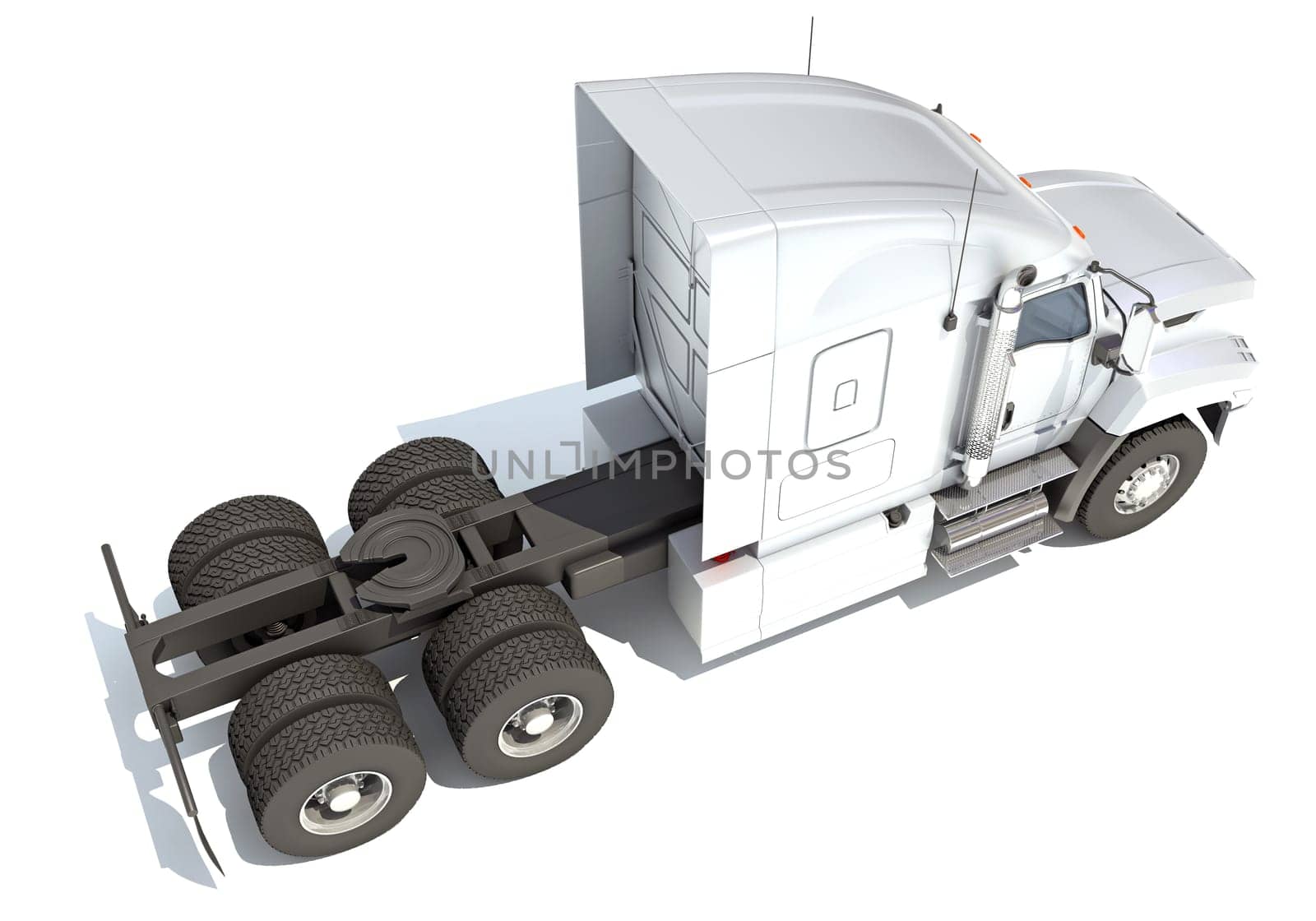 Semi Truck 3D rendering model on white background