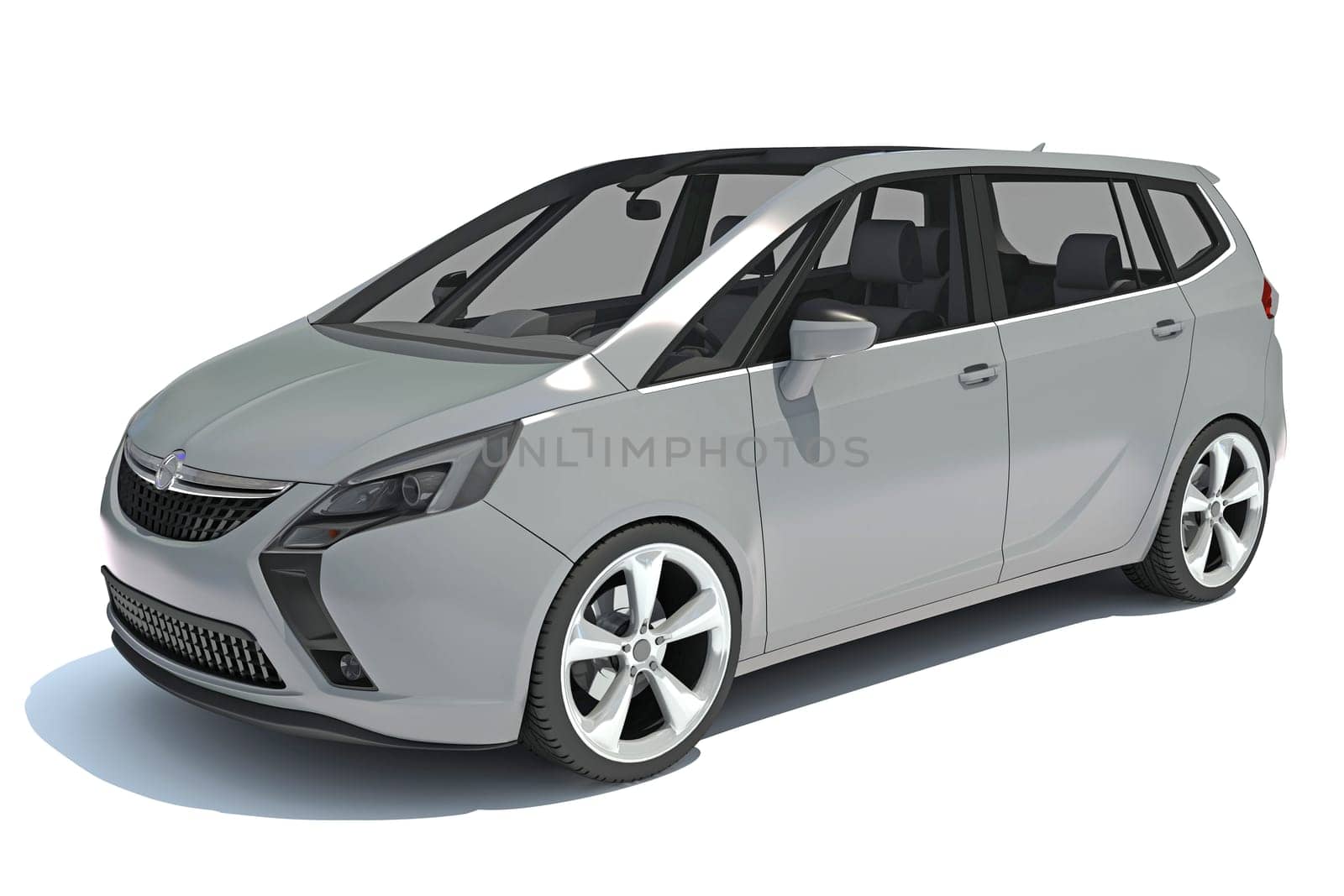 Car 3D rendering model on white background