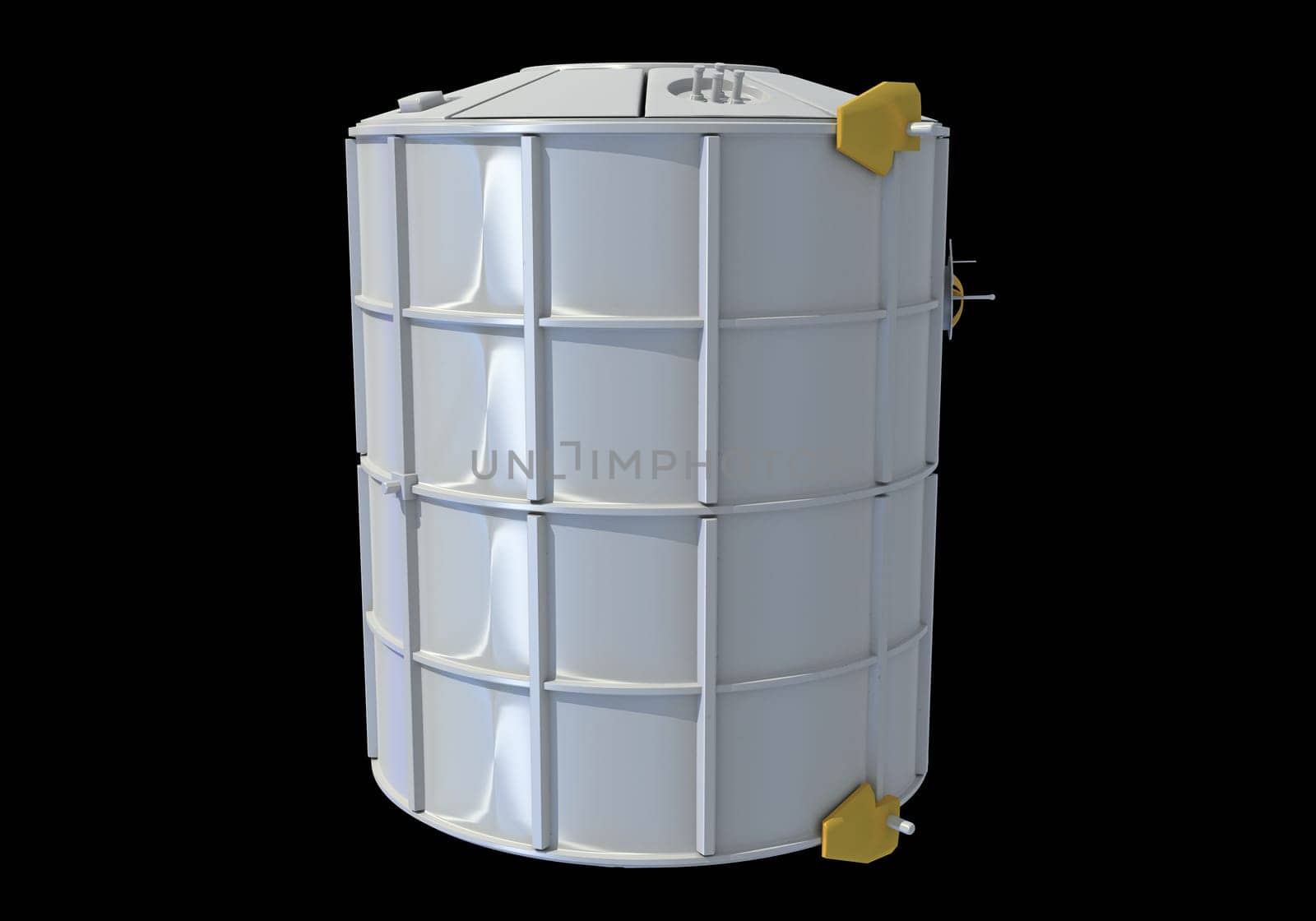 Service Module of ISS International Space Station 3D rendering model on black background