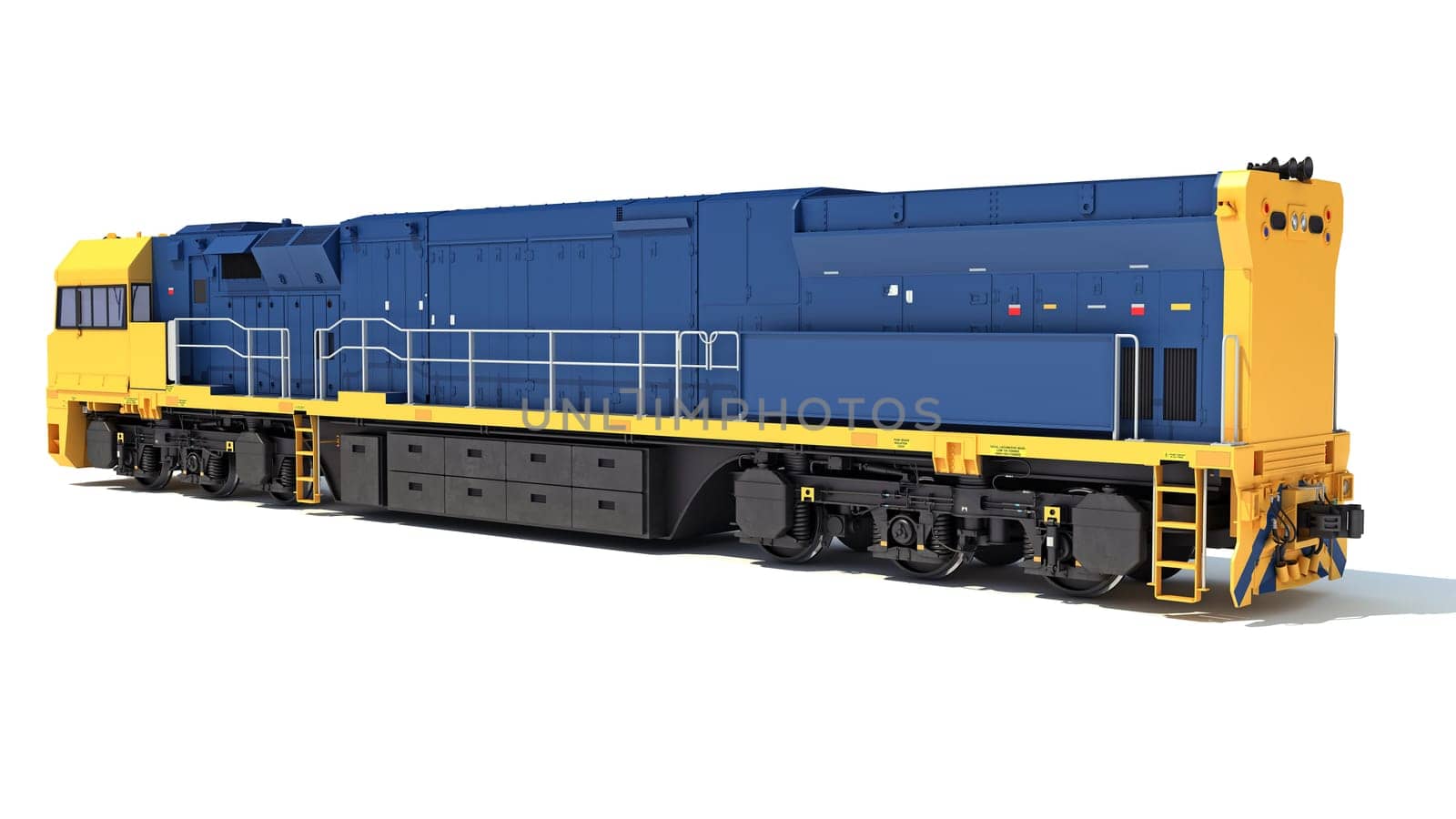 Locomotive train 3D rendering model on white background