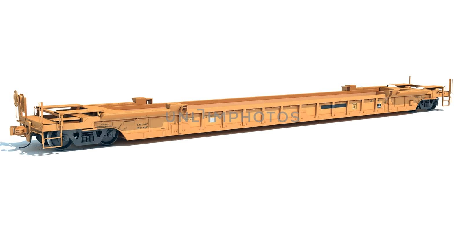 Railroad Double Stack Car 3D rendering model on white background
