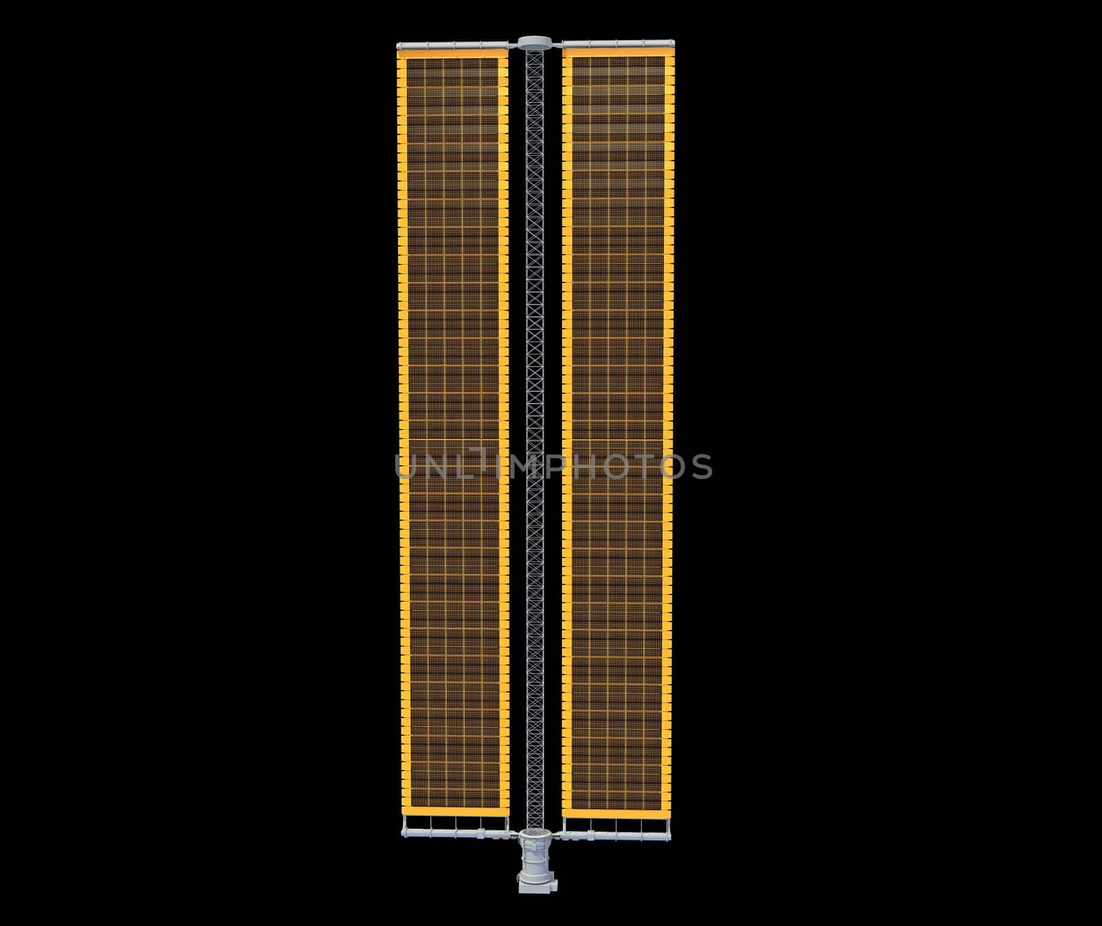 Solar Array Panel 3D rendering model on black background