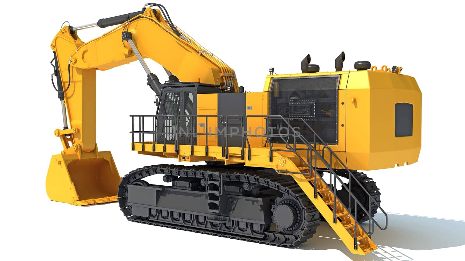 Tracked Mining Excavator heavy construction machinery 3D rendering model