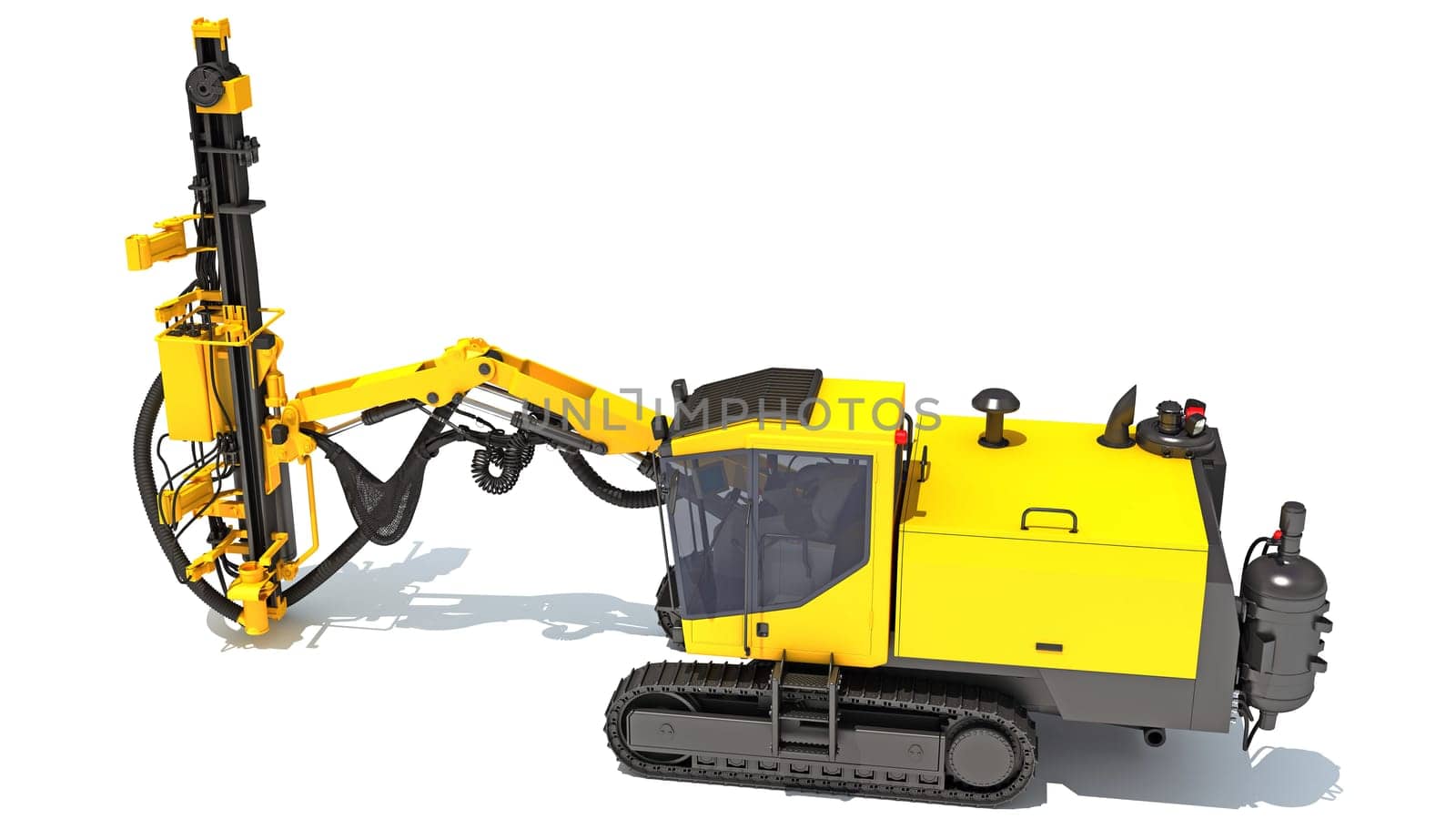 Surface Drilling Rig heavy construction machinery 3D rendering model on white background