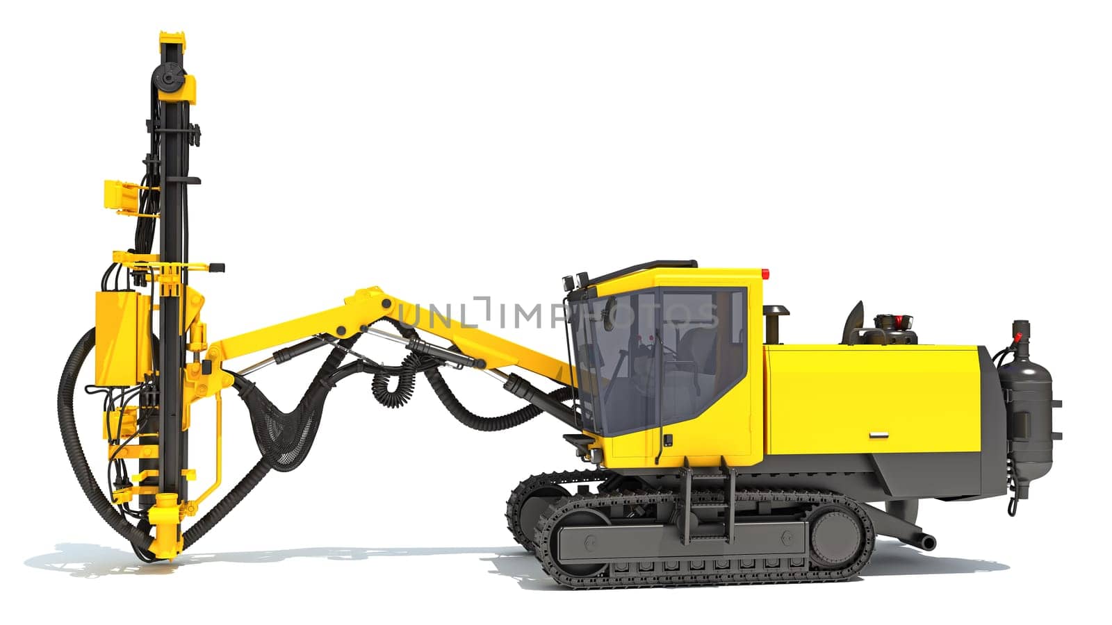 Surface Drilling Rig heavy construction machinery 3D rendering model on white background
