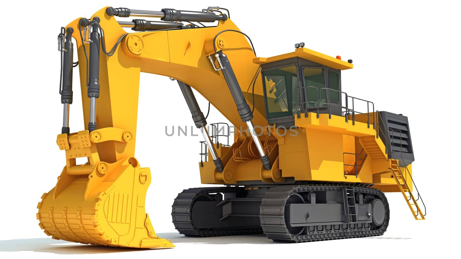Tracked Mining Excavator heavy construction machinery 3D rendering model