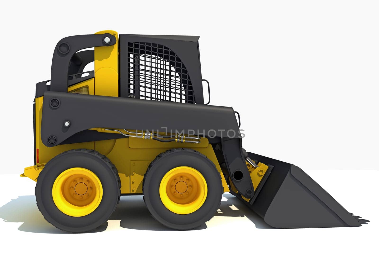 Skid Steer Loader 3D rendering model on white background