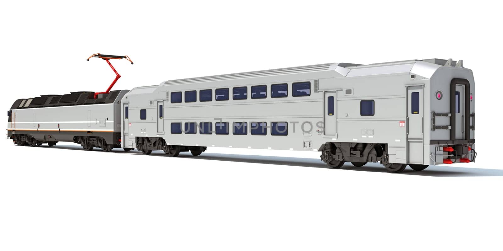 Locomotive train 3D rendering model on white background